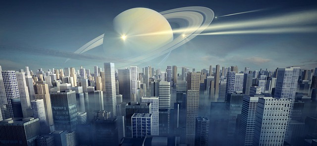 Free fantasy science fiction city illustration