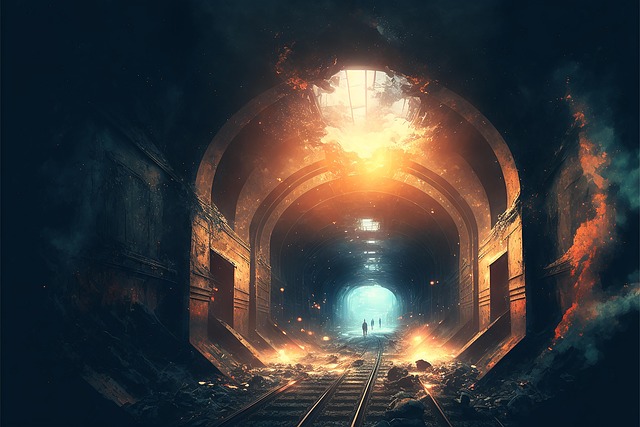 Free subway train tunnel illustration