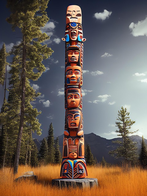 Free ai generated totem carved mast illustration