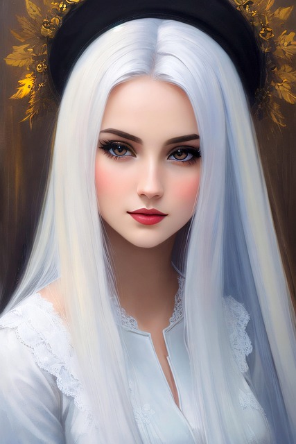 Free girl witch white hair illustration