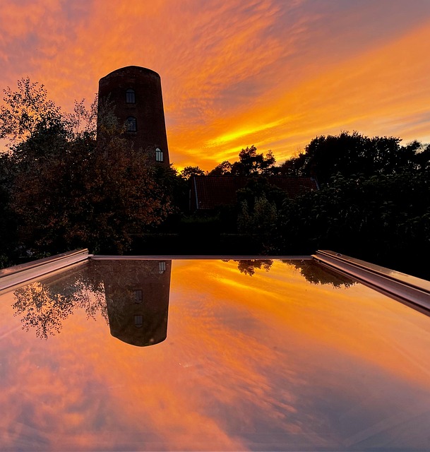 Free Sunset Windmill photo and picture