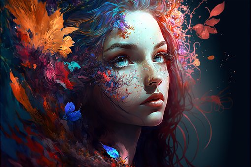 Free Girl Leaves illustration and picture