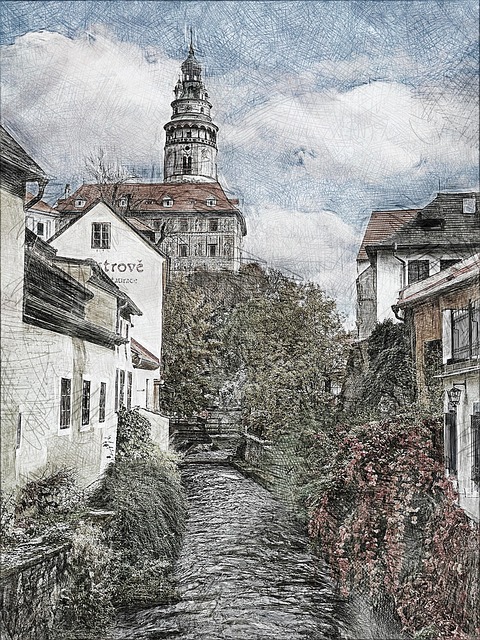 Free cesky krumlov city czech republic illustration