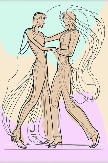 Free lovers dance romantic illustration