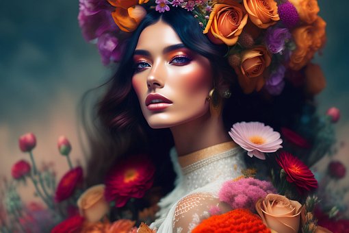 Ai Gegenereerd, Vrouw, Bloemen, Natuur