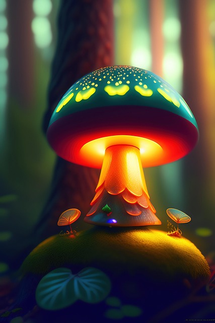 Free ai generated mushroom forest illustration