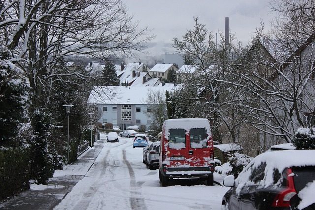 Nevado, Invierno, Techos, Carros