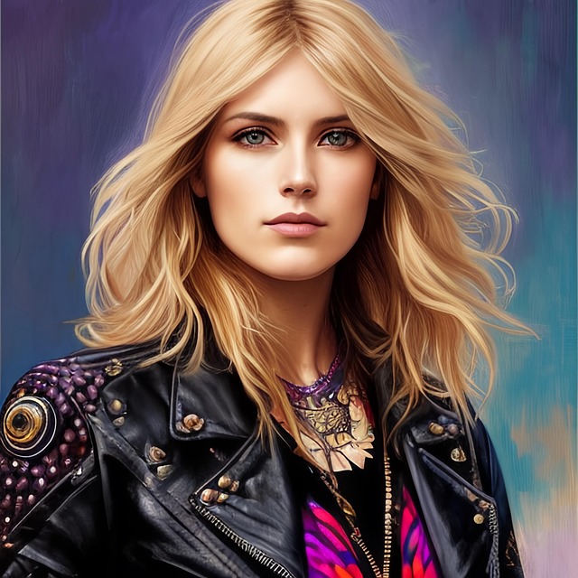 Free woman leather jacket blond illustration
