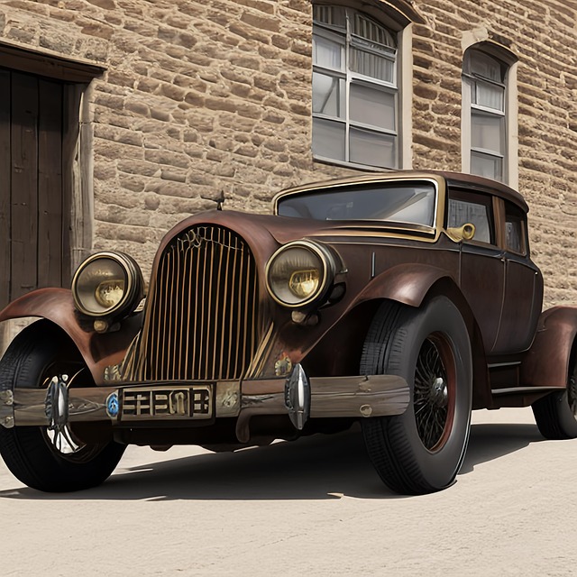 Free ki-generated steampunk automobile illustration