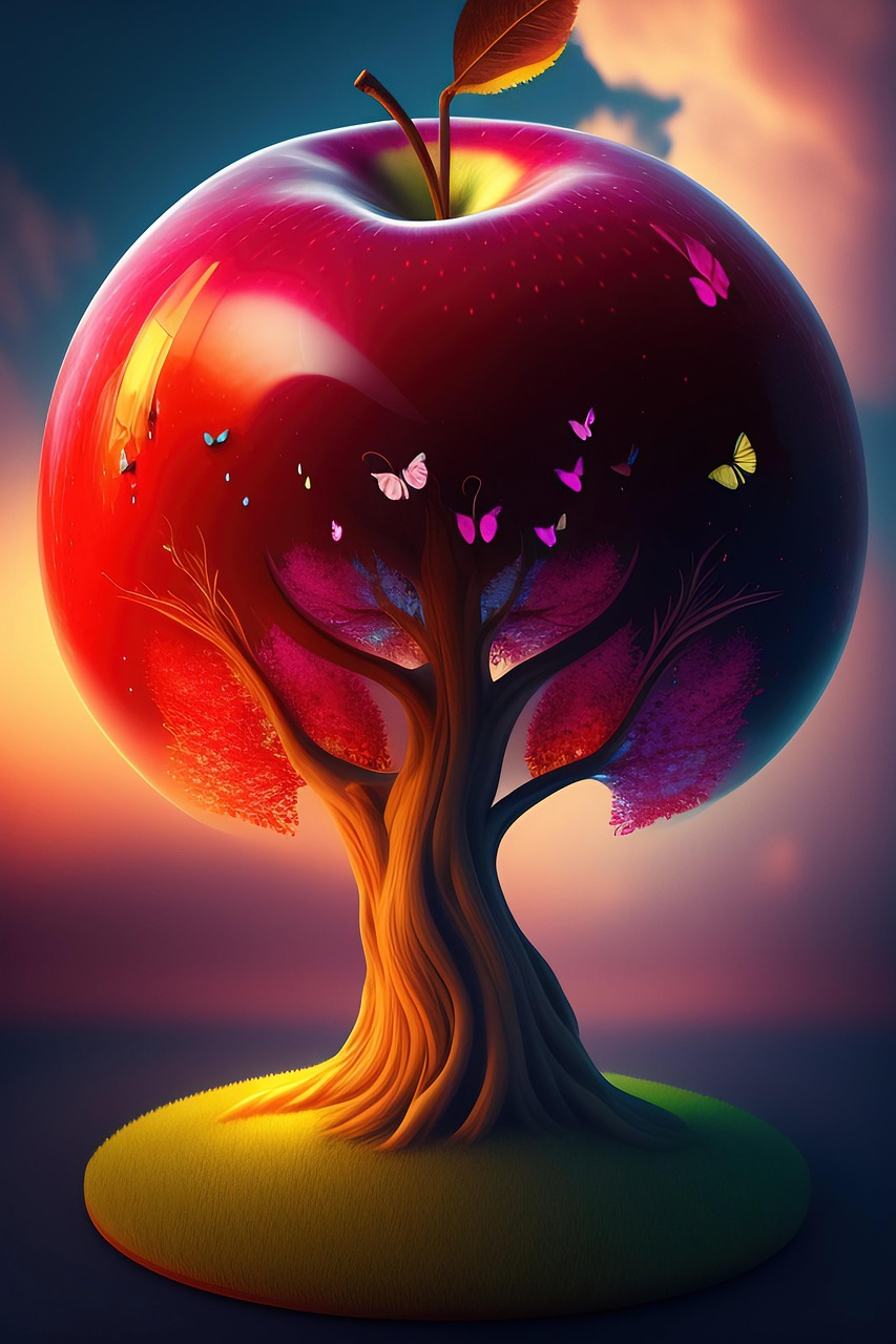 Download free HD stock image of Ai Generated Apple Free ai generated apple tree illustration