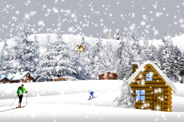 Free landscape winter ski illustration
