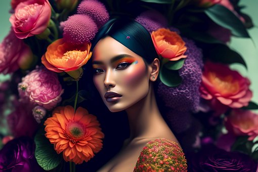 Vrouw, Bloemen, Schoonheid, Natuur