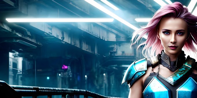 Free Woman Cyberpunk illustration and picture