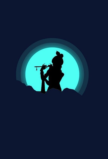 Free krishna silhouette new year illustration