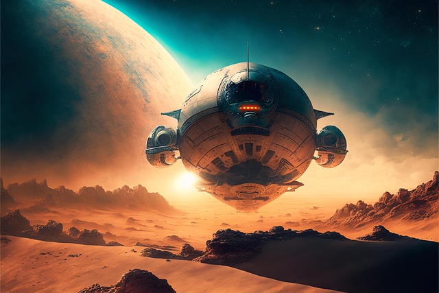 Free space spaceship explore illustration