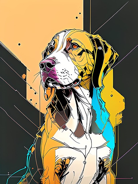 Free ai generated dog ink illustration