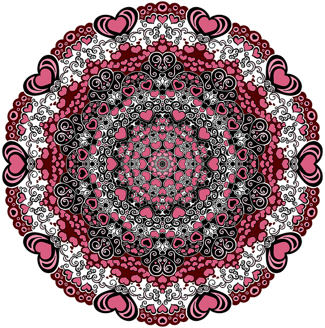 Free mandala hearts romantic illustration