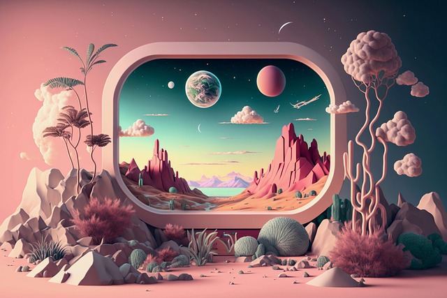Free yberspace night sky landscape illustration