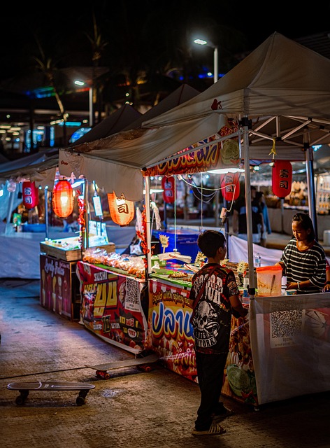 thailand, market, night, evening, night market