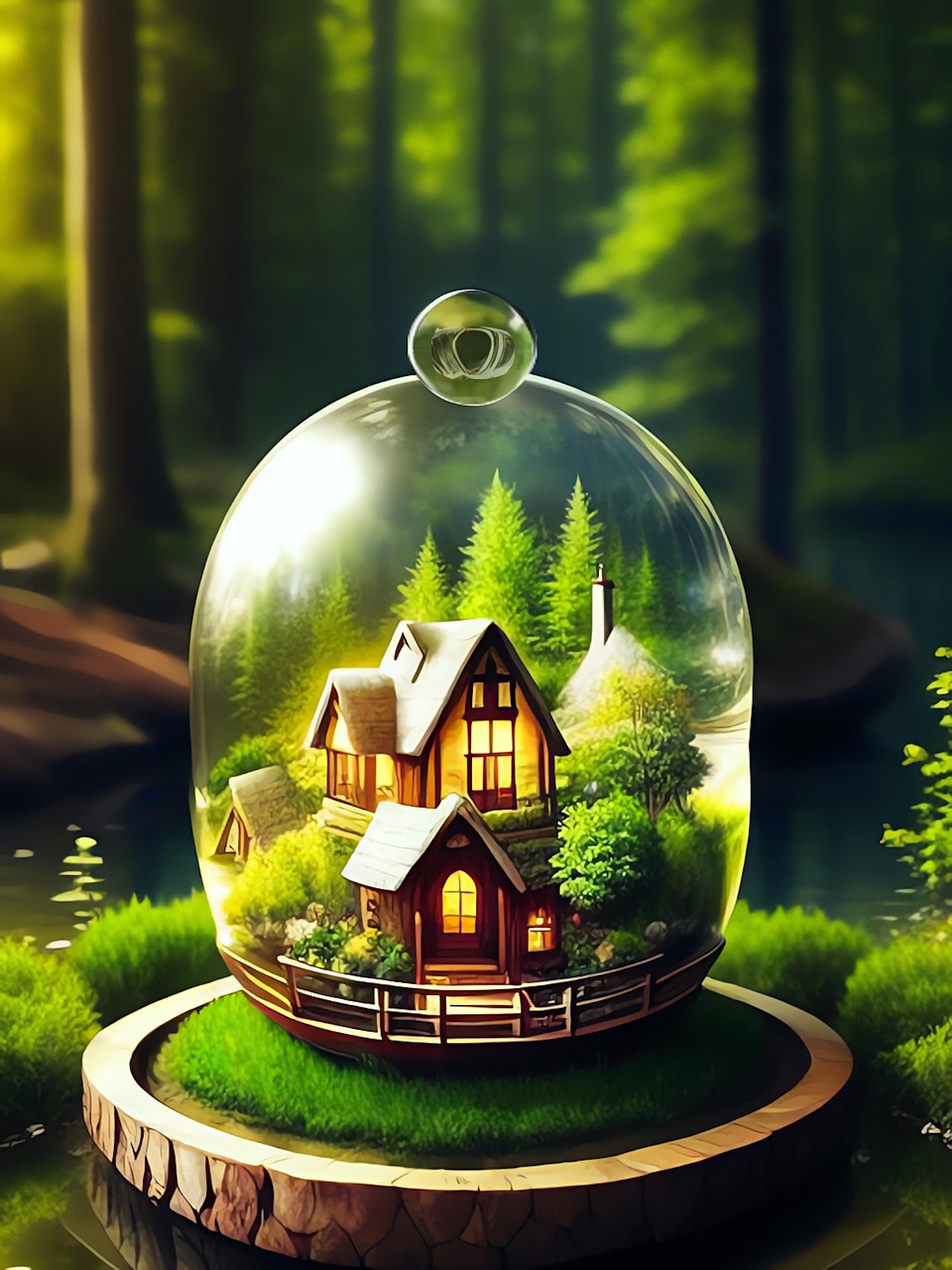 Free ai generated forest glass illustration