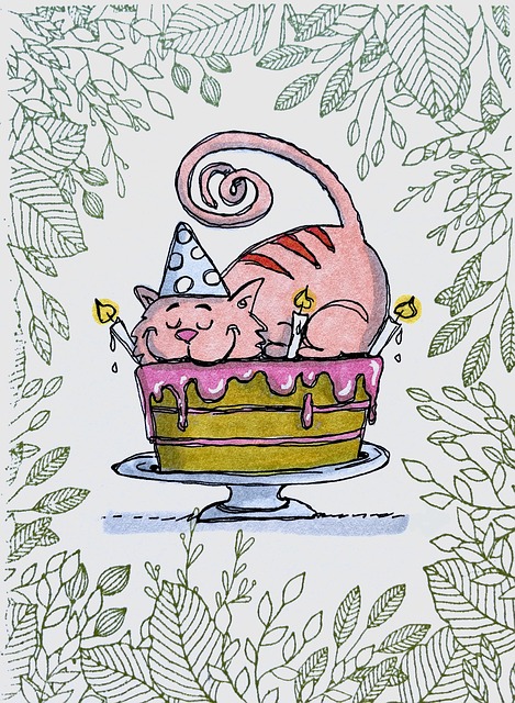 Free cat cake candles illustration