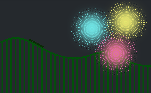 Free fireworks rollercoaster night illustration