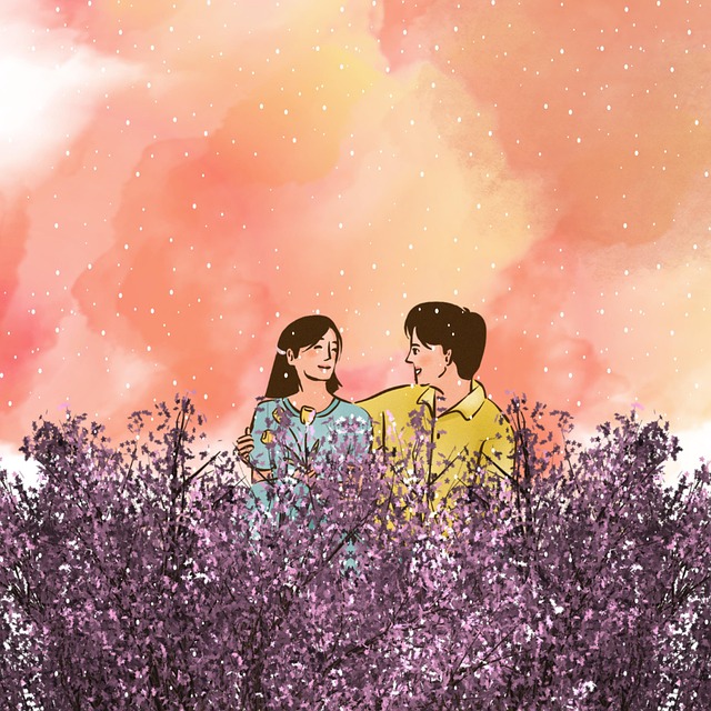 Free couple lovers balance illustration