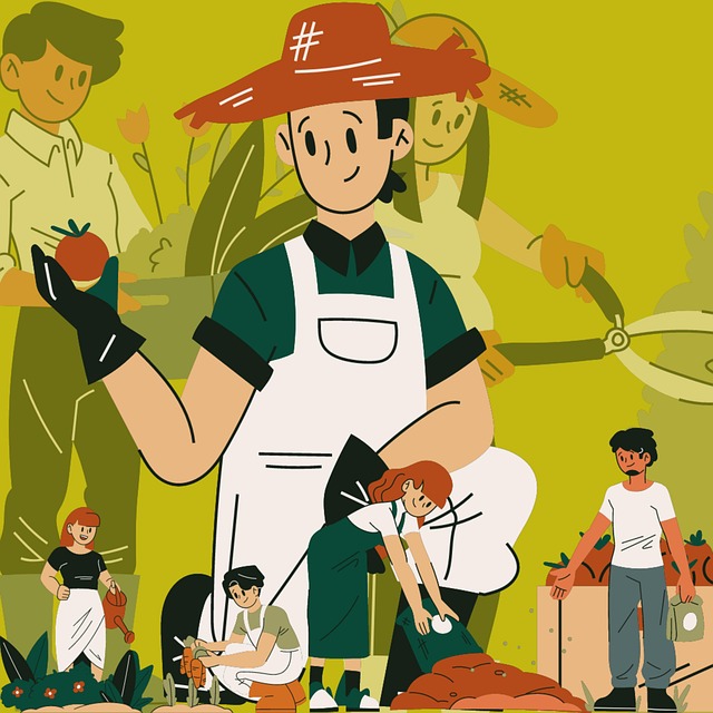 Free gardeners planting farming illustration