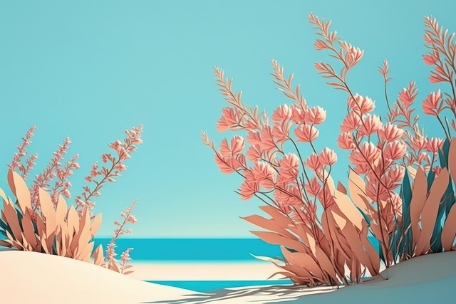Free beach floral background nature illustration