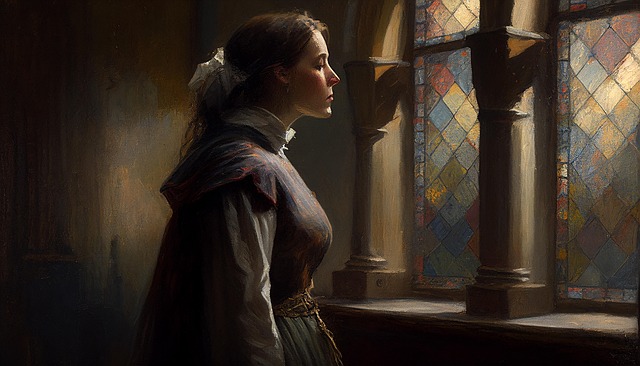 Free oil painting praying church illustration