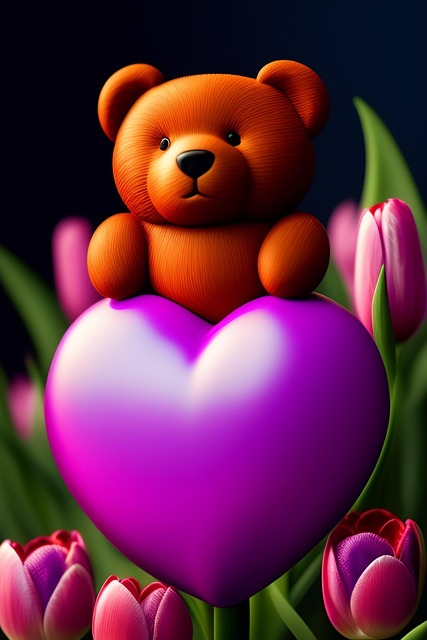 Free ai generated teddy bear heart illustration