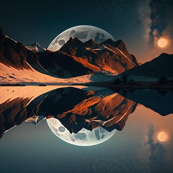 Free Mountains Moon illustration and picture