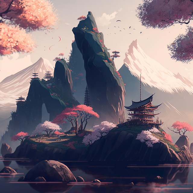 Free mountains buildings china illustration