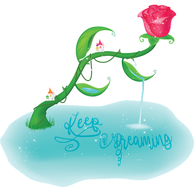 Free rose fairy house illustration
