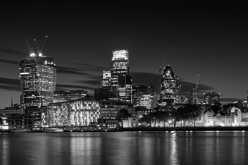 Bygninger, Skyline, Natt, Arkitektur, By