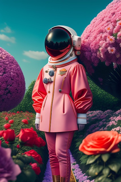 Free astronaut garden flowers illustration