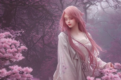 Schönes Kirschblütenmädchen, Sakura