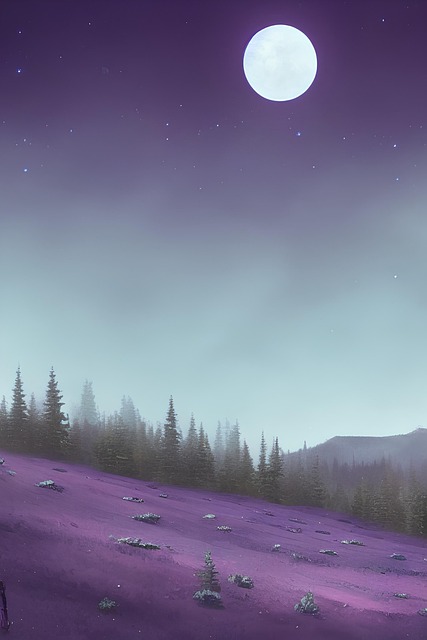 Free ai generated pine trees moon illustration