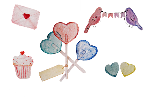 Akvarell, Valentine, Hjerte, Romantisk