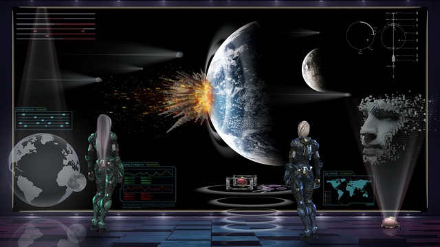Spaţiu, Pământ, Luna, Explozie, Asteroid