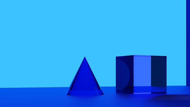 Glas, Würfel, 3D, Machen, Blau