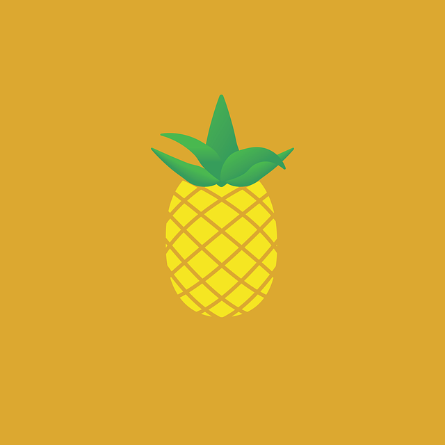 Free pineapple fruit yellow background illustration