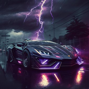 Lluvia, Coche, Lamborgini, La Carretera