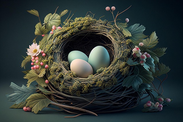 Free ai generated flowers nest illustration