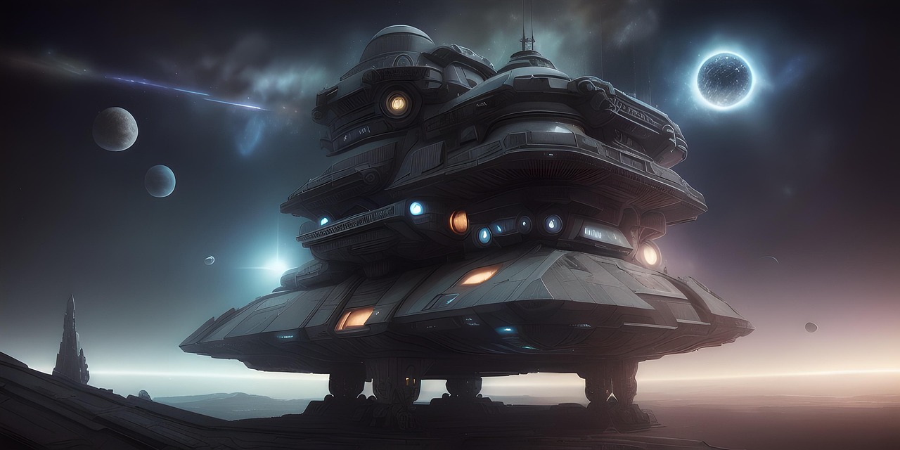 Free space station future illustration
