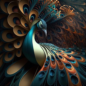 Pfau, Vogel, Federn, Bunt, Textur