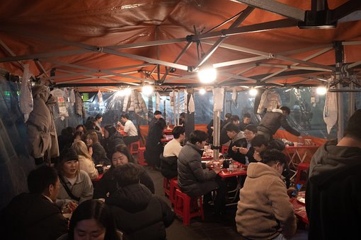 Pessoas, Barra, Seul, Rua, Restaurante