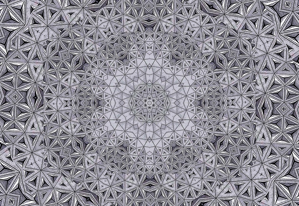 download-kaleidoscope-geometric-pattern-silver-royalty-free-stock