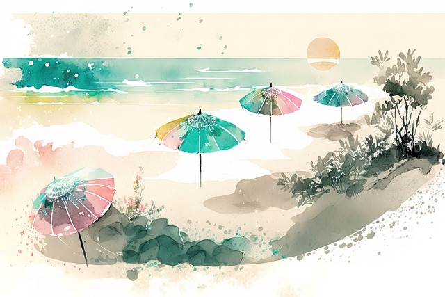 Download free HD stock image of Beach Nature Free beach nature palm trees illustration