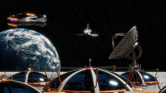 Free space travel space exploration moon illustration